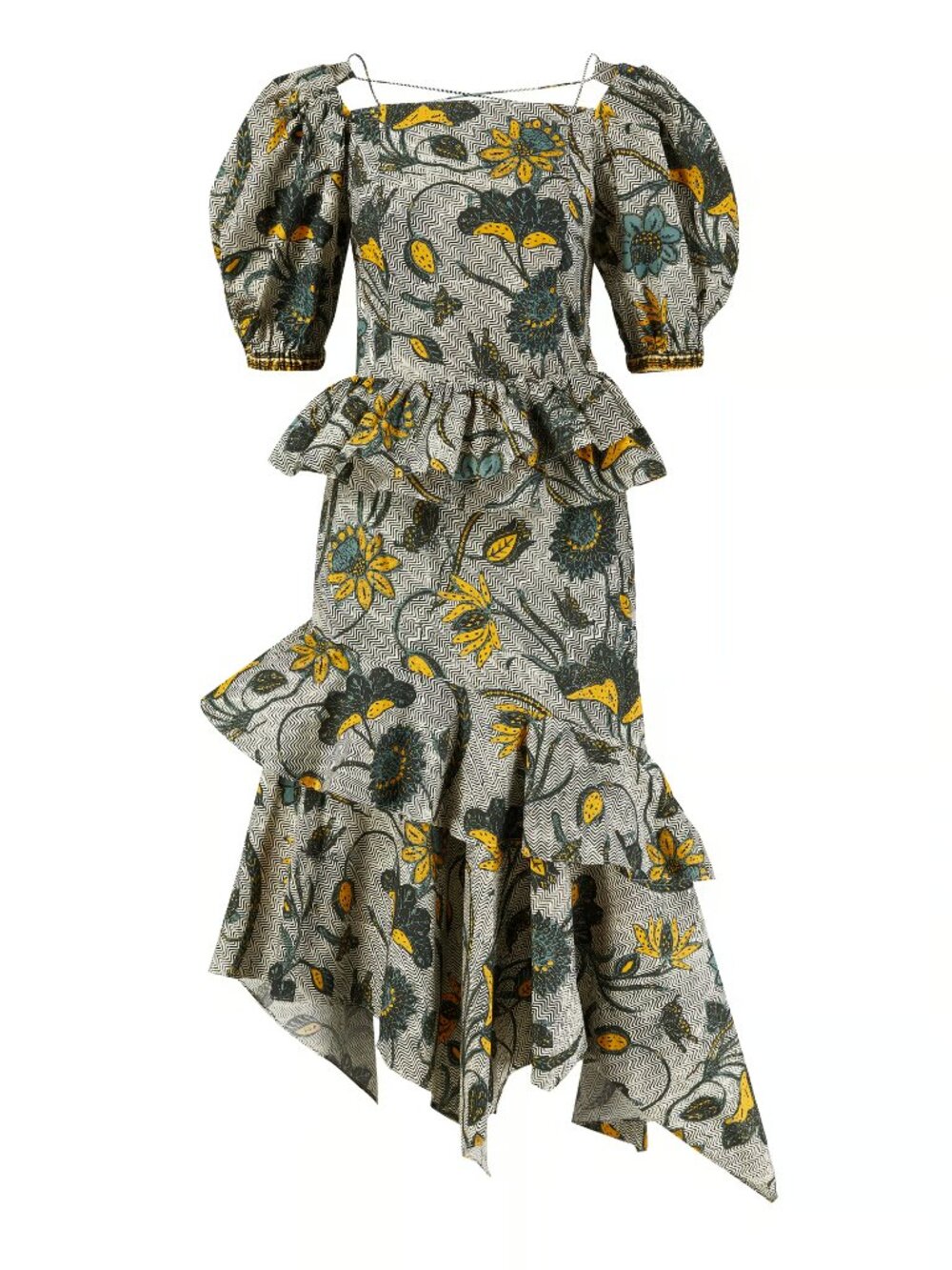 Ulla Johnson MARIE Midi Dress Tie Back Ruffle Tiered Floral Handkerchief Maxi - Picture 3 of 15